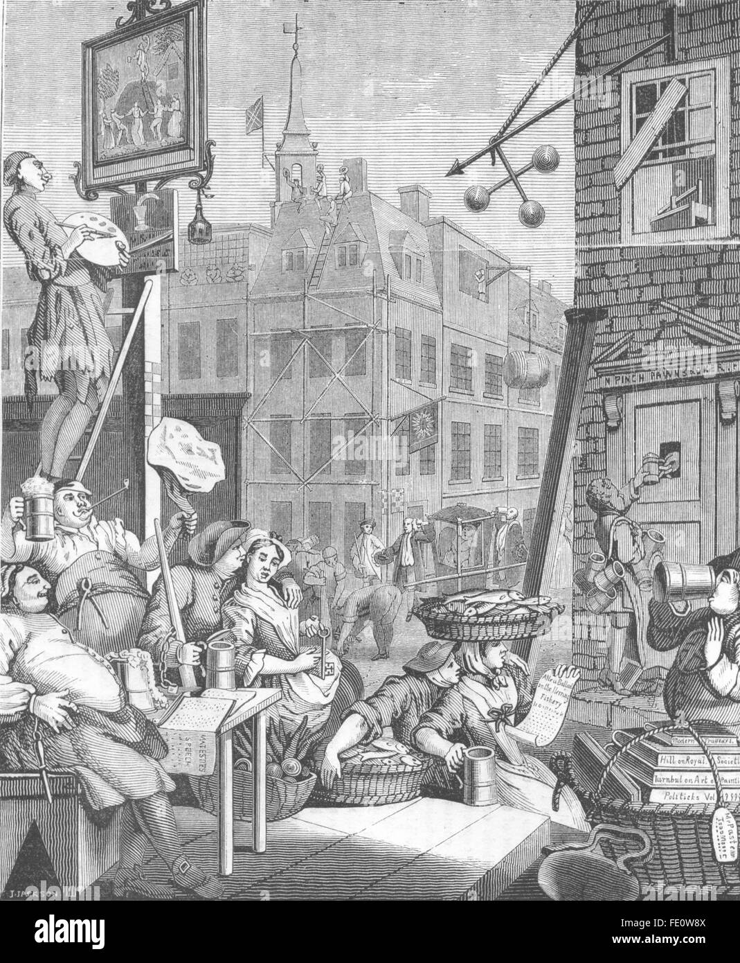 TOWNS: Beer street, antique print 1845 Stock Photo