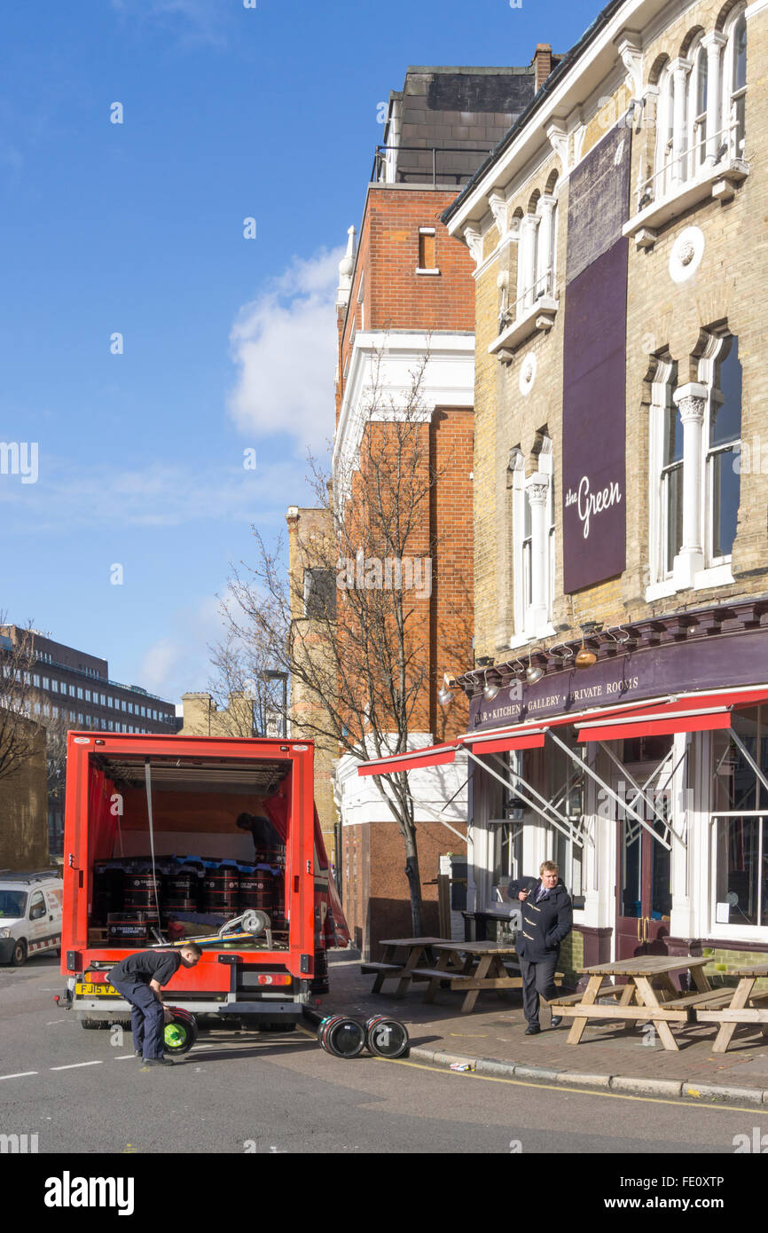 Delivery of beer to a central London pub. Stock Photo