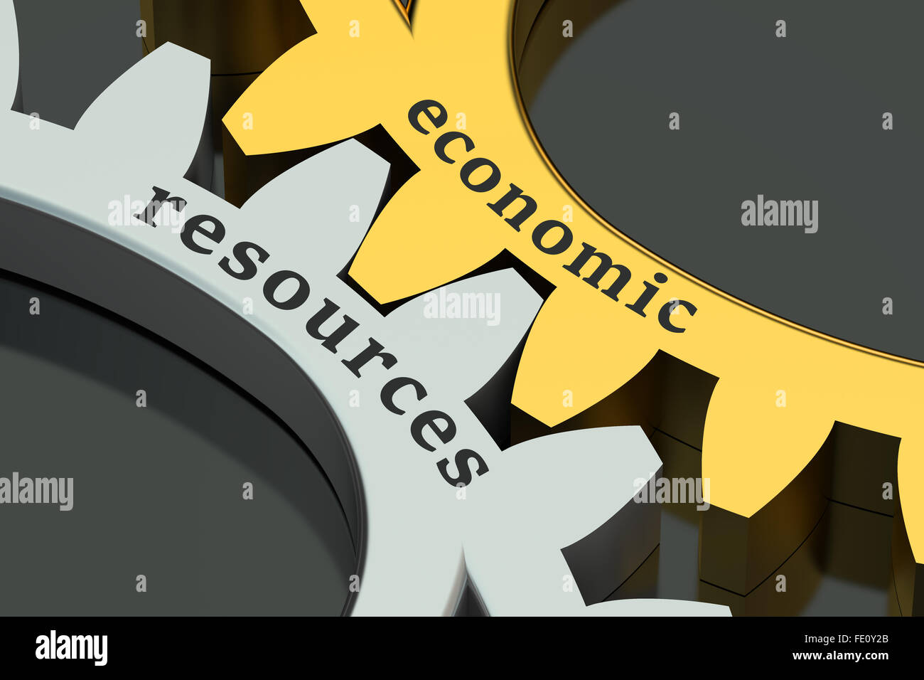 Economic Resources concept on the gearwheels Stock Photo