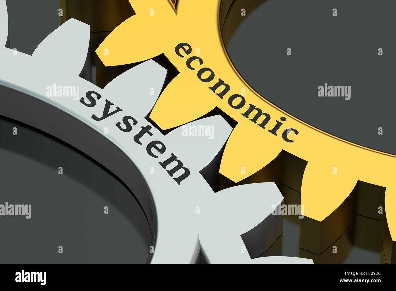 Economic System concept on the gearwheels Stock Photo