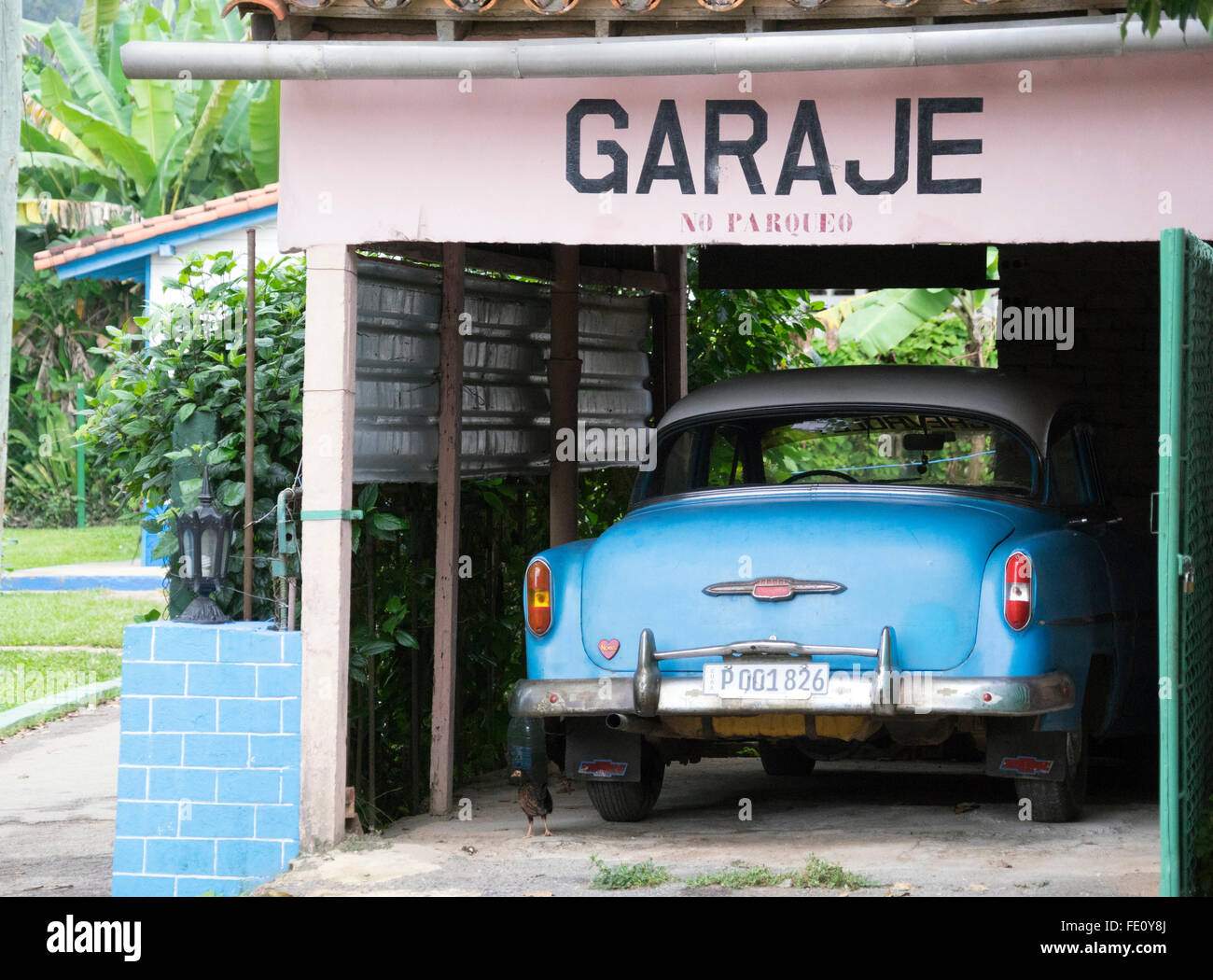 garage in small town of vinales,cuba Stock Photo