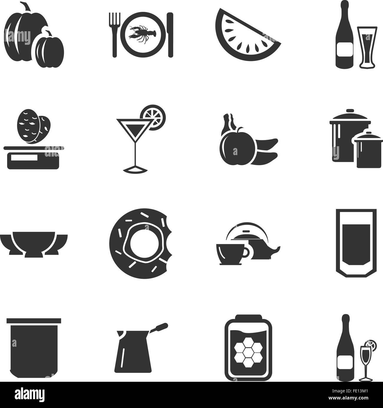 Food and kitchen icons set Stock Vector Image & Art - Alamy