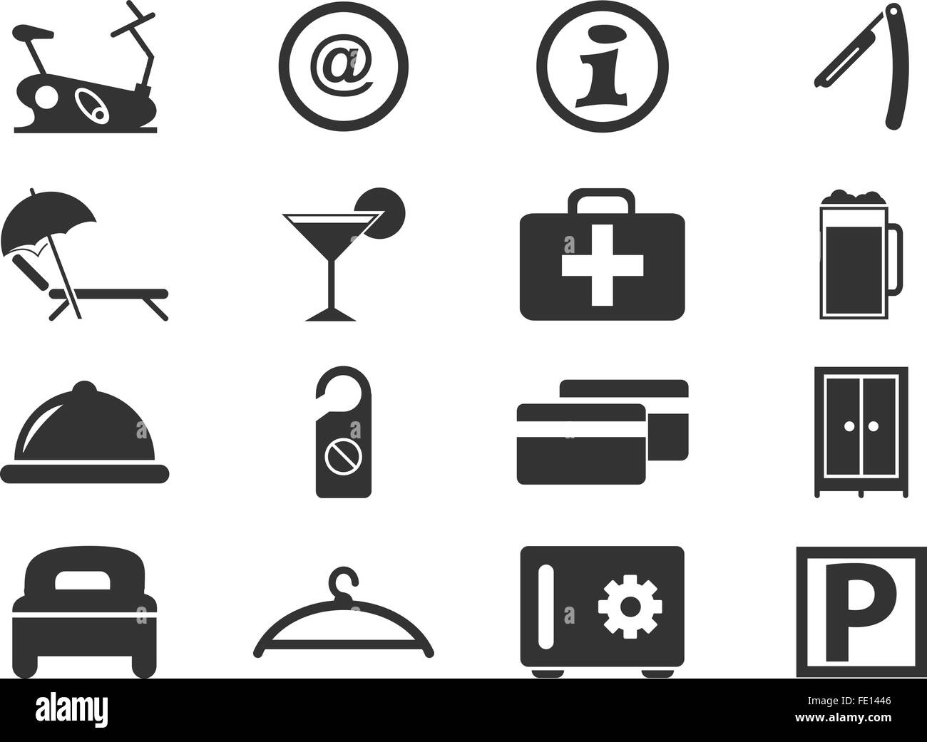 Hotel room icons set Stock Vector
