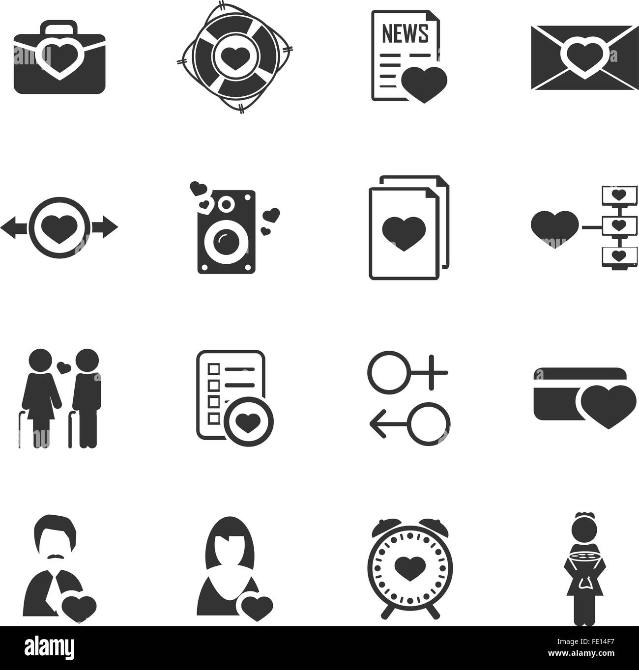 Set cute valentine day Black and White Stock Photos & Images - Alamy