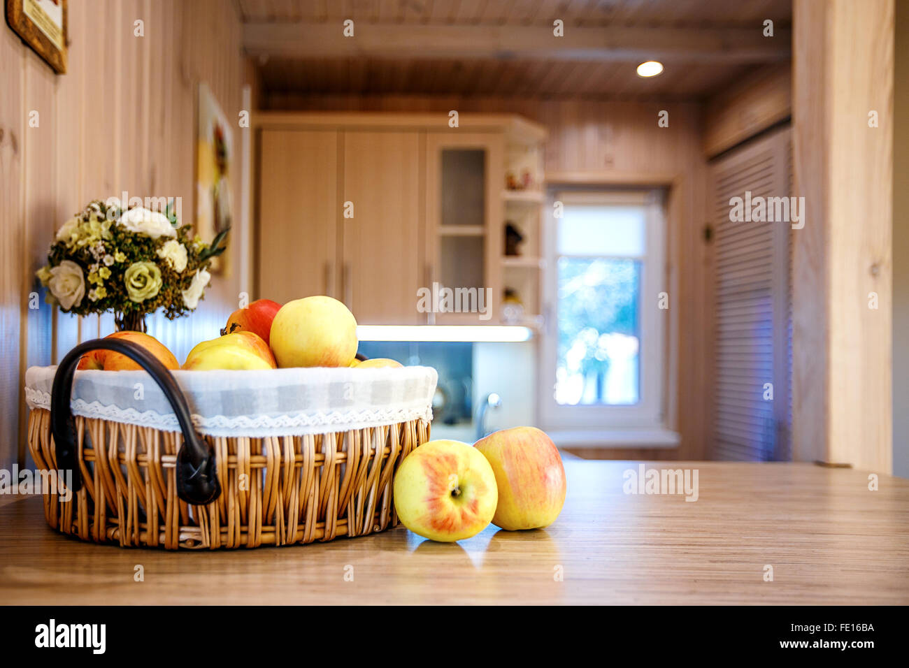 Interior room kitchen apples apartment Stock Photo - Alamy