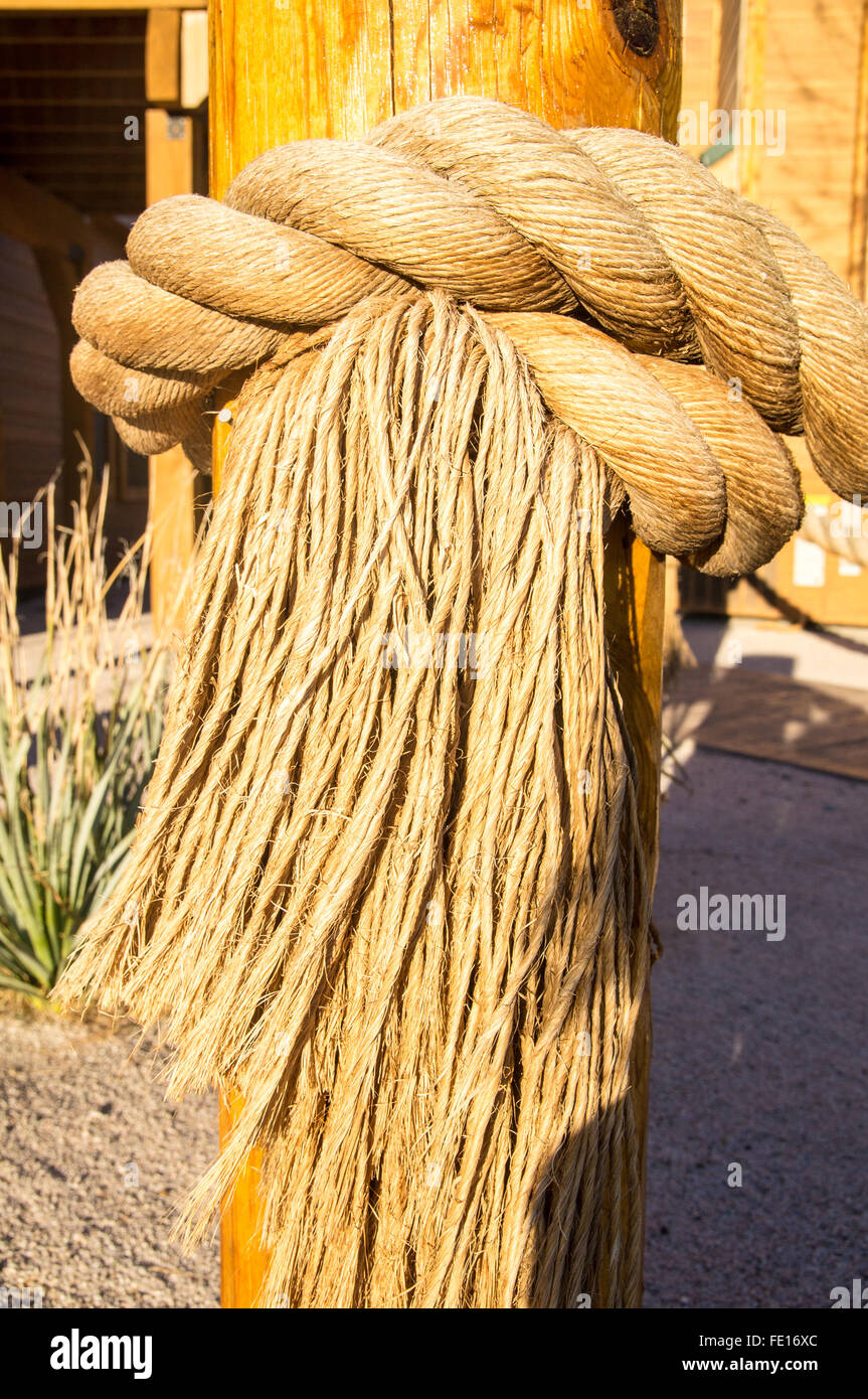 Fringed Rope on a Post Stock Photo