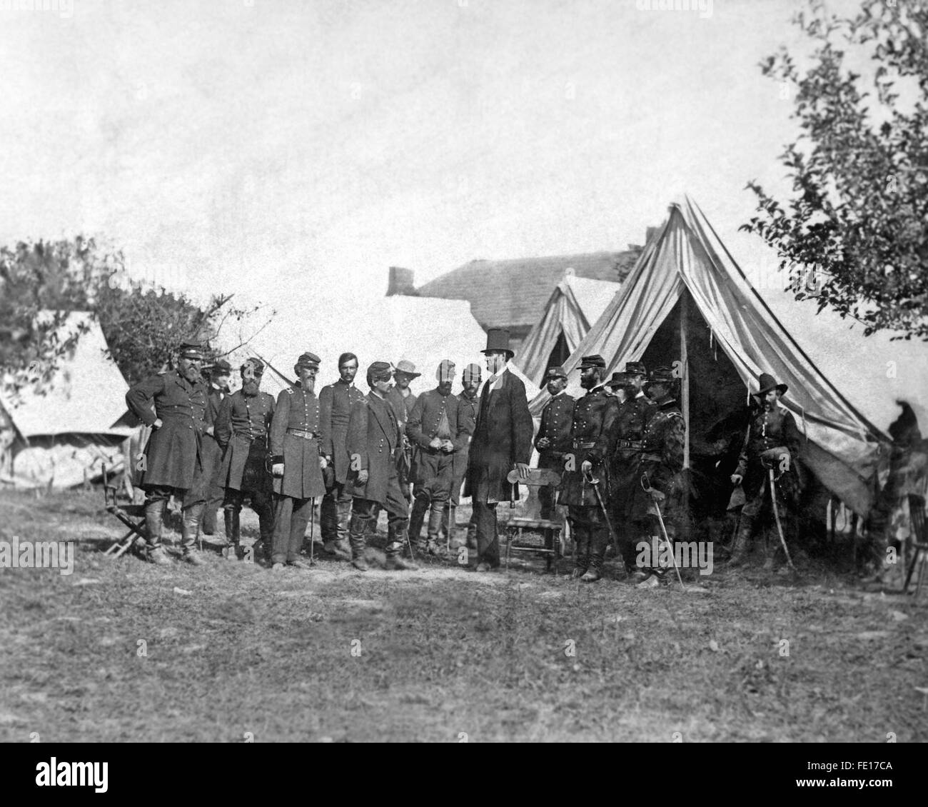 President Lincoln on the Battle-Field of Antietam.  October 1862. Alexander Gardner. (War Dept.) Exact Date Shot Unknown Stock Photo