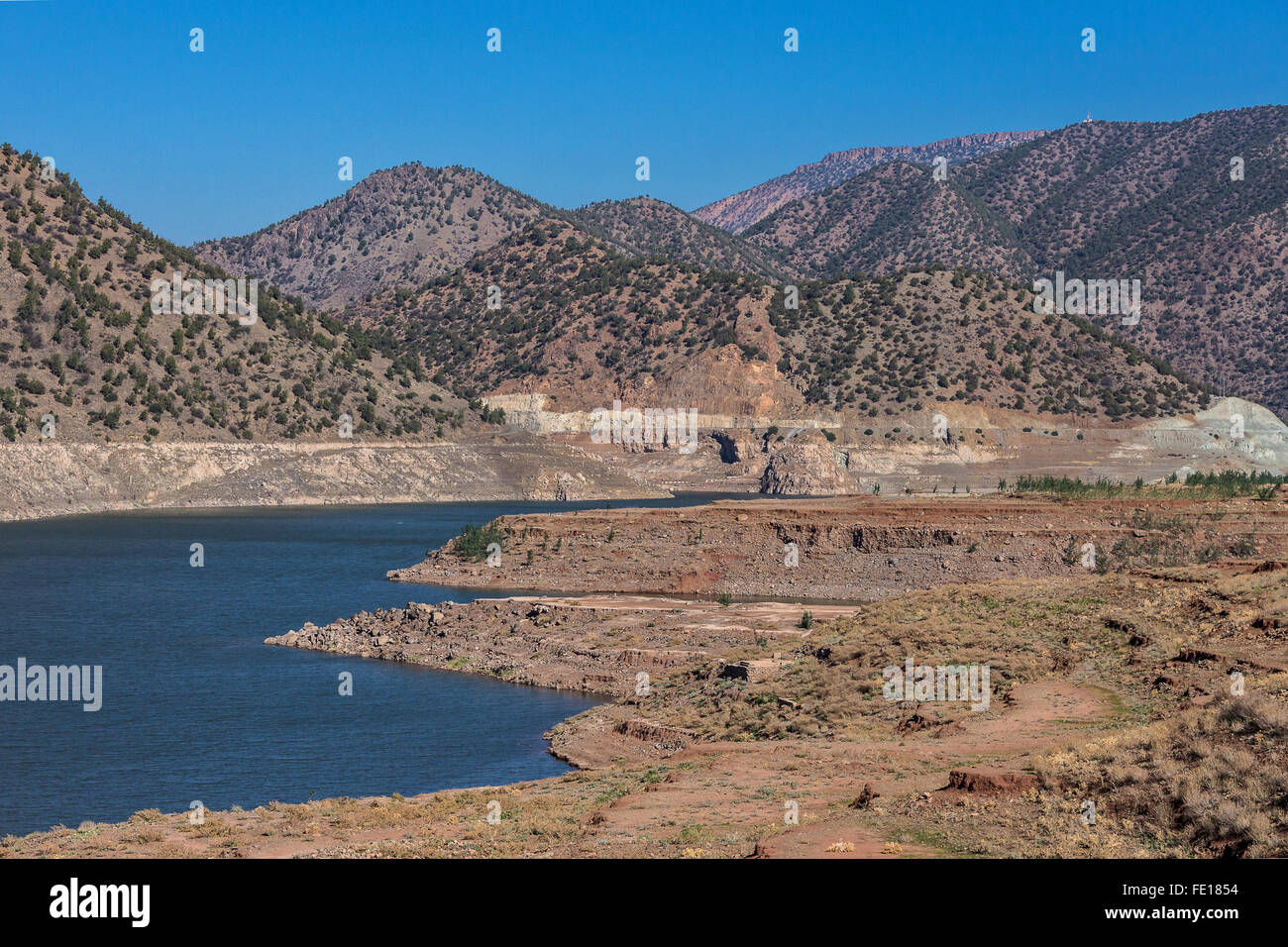 A  turquoise mountain lake at the High Atlas in Morocco North Africa Stock Photo