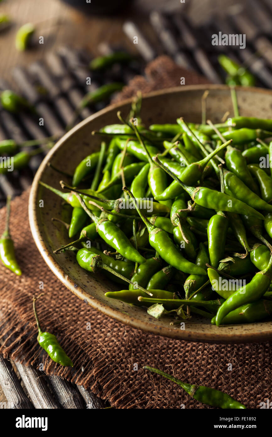 Hot Green Thai Chili Pepper in a Bowl Stock Photo Alamy
