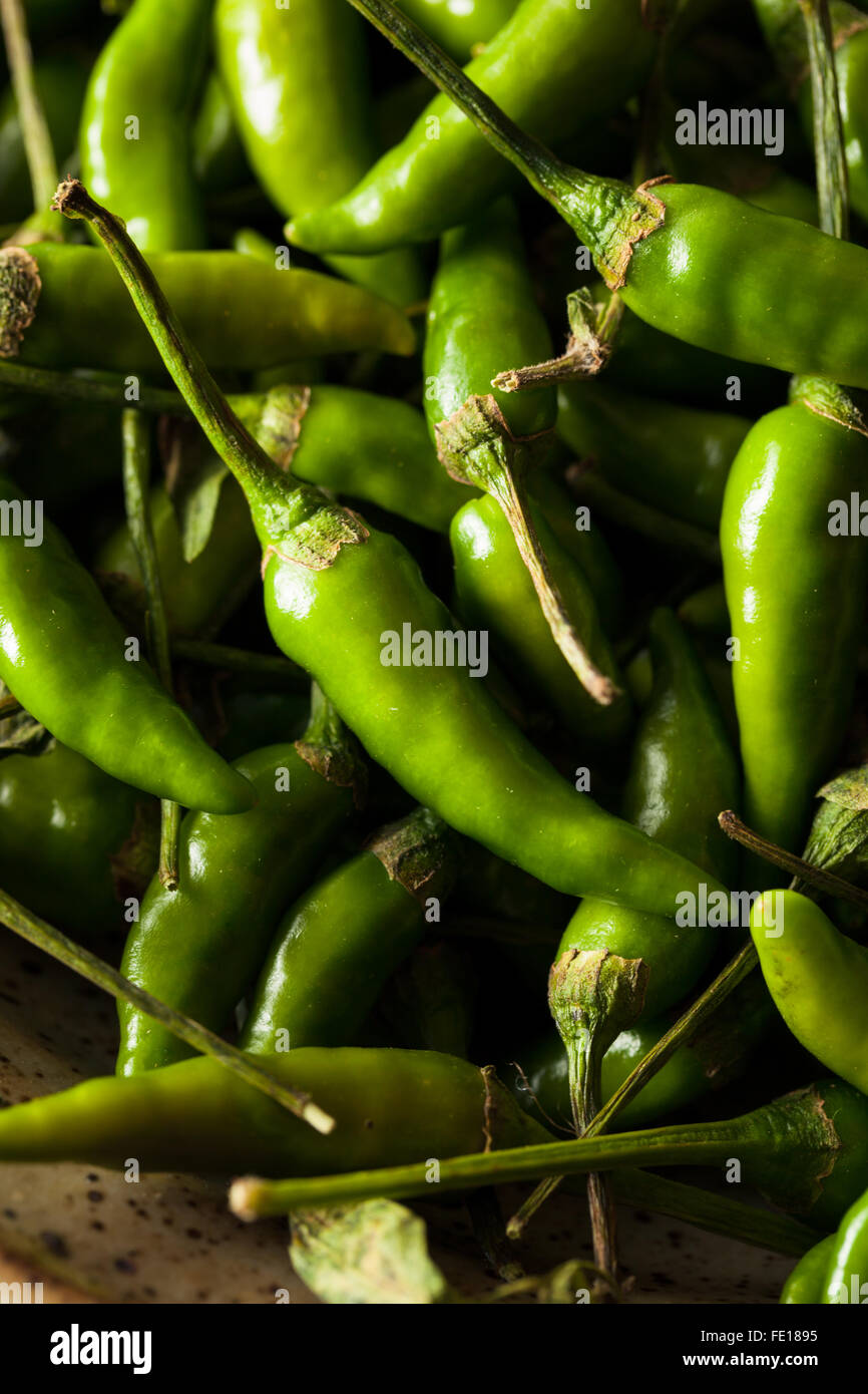 Hot Green Thai Chili Pepper in a Bowl Stock Photo Alamy