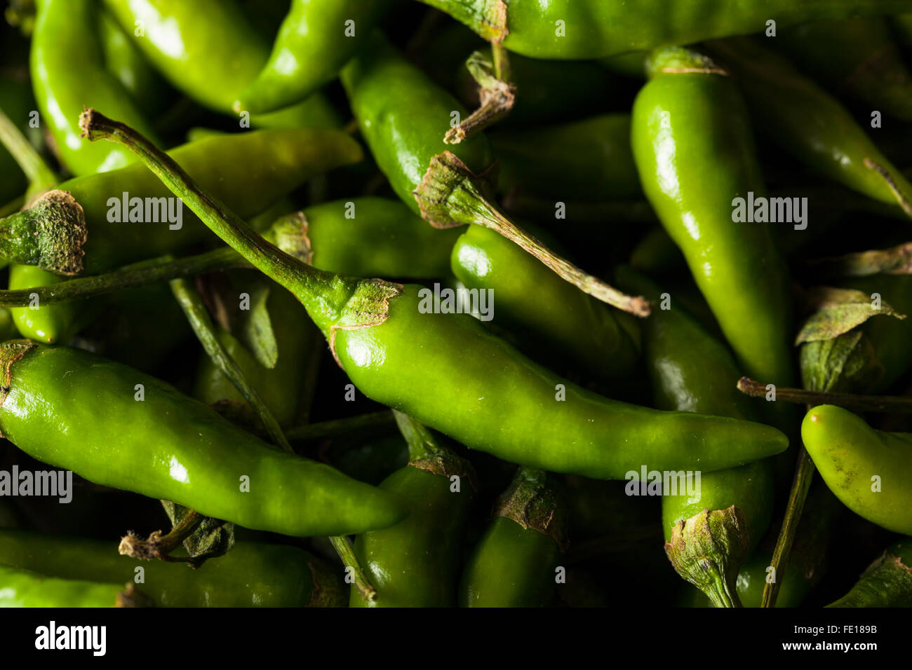 Hot Green Thai Chili Pepper in a Bowl Stock Photo Alamy