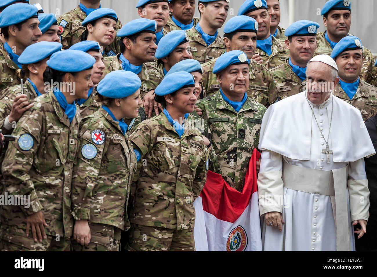 Vatican City, Vatican. 03rd Feb, 2016. United Nations soldiers pose