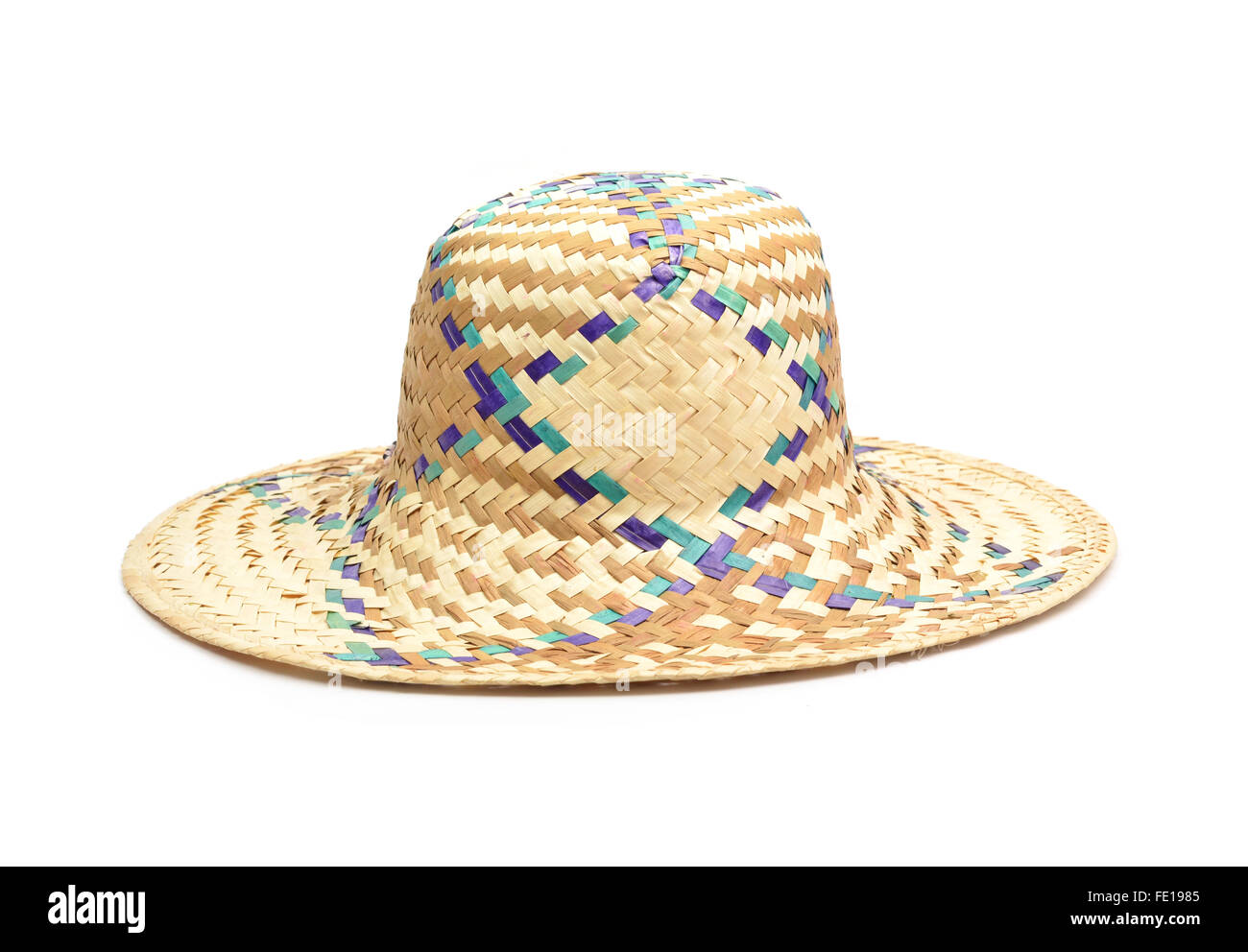 Wicker straw hat isolated on white background Stock Photo - Alamy
