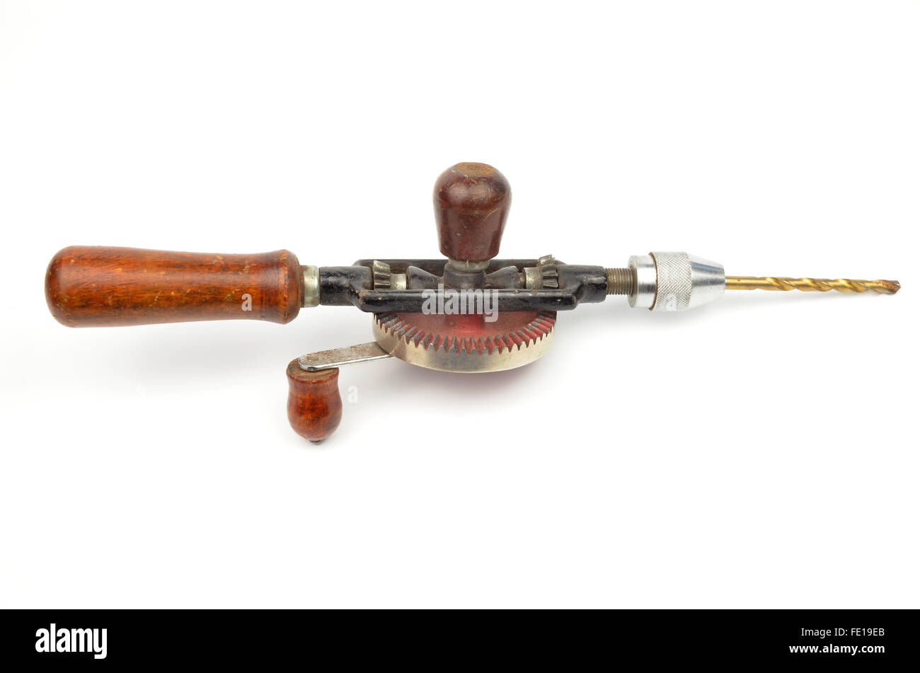 vintage hand drill isolated on white background Stock Photo