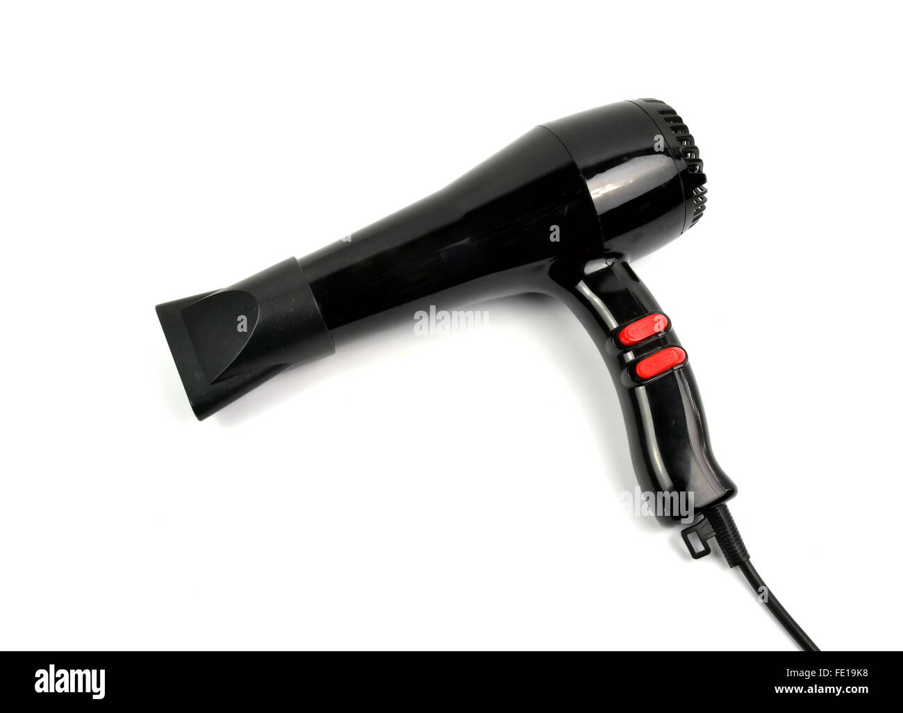 Black Hair Dryer isolated on white background Stock Photo