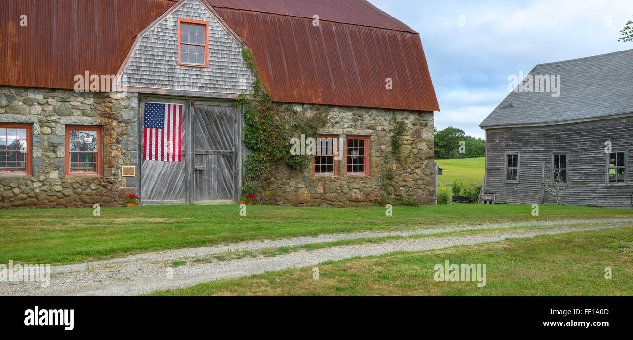 Bar Harbor, Maine Historic Stone Barn Farm (1820 Stock Photo Alamy