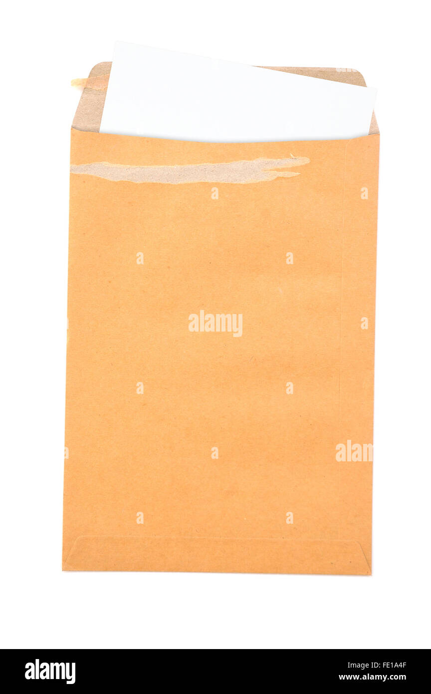 white paper in envelope isolated Stock Photo Alamy