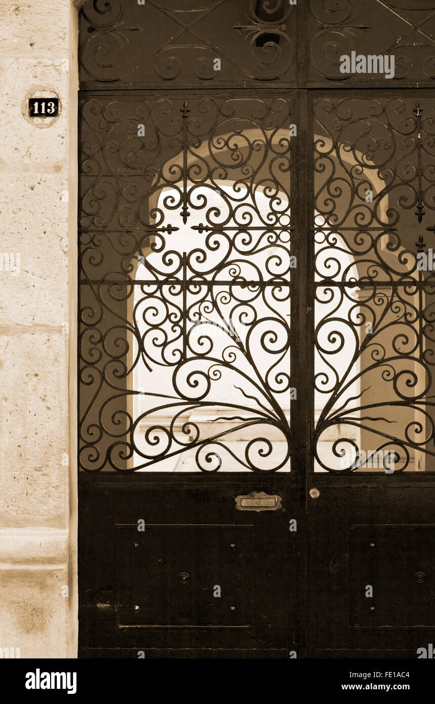 Spanish colonial style entryway with wrought iron gates, Oaxaca City,  Oaxaca, Mexico Stock Photo - Alamy