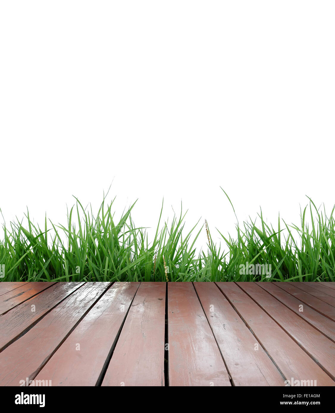 wooden terrace and white background Stock Photo - Alamy