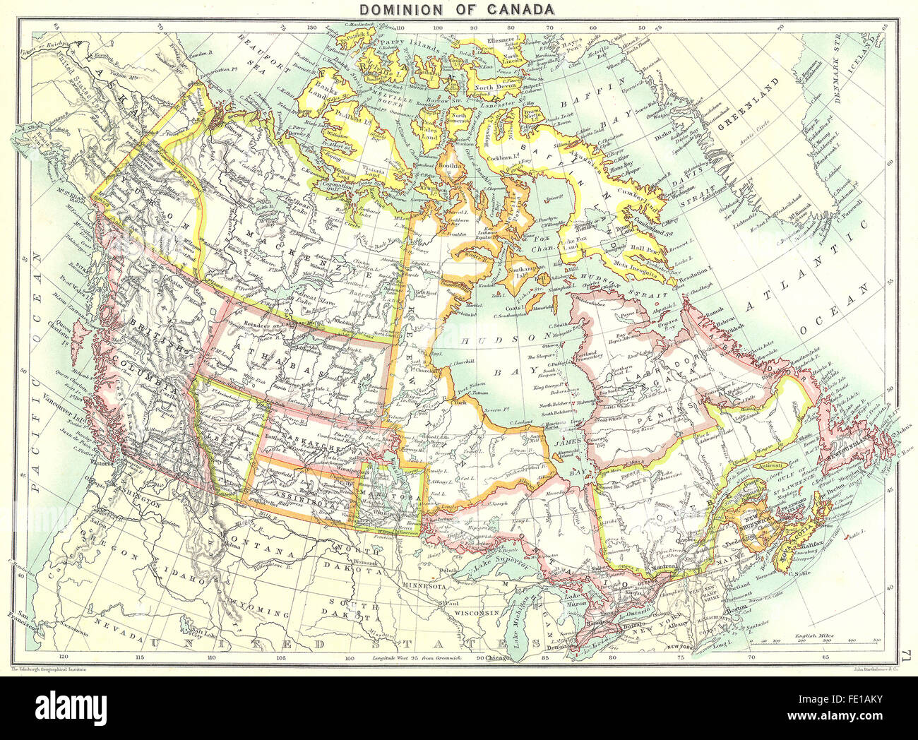 CANADA: Dominion of, 1900 antique map Stock Photo - Alamy