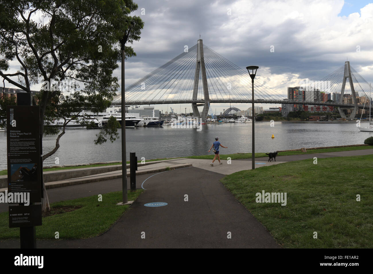 The ANZAC Bridge viewed from the northern end of Glebe Point Road