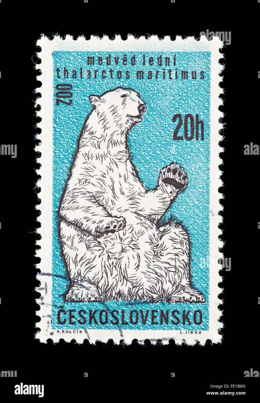 Postage stamp from Czechoslovakia depicting a polar bear (Ursus maritimus) Stock Photo
