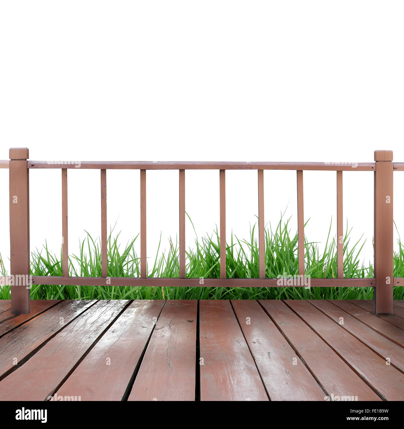 wooden terrace and white background Stock Photo - Alamy