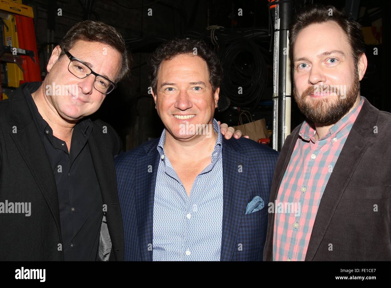 Closing night of the Broadway play Hand To God at the Booth Theatre - Backstage.  Featuring: Bob Saget, Kevin McCollum, Moritz Von Stuelpnagel Where: New York, New York, United States When: 03 Jan 2016 Stock Photo