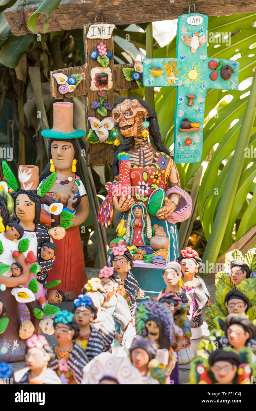 Pottery handicraft figurines on display at the artisan of