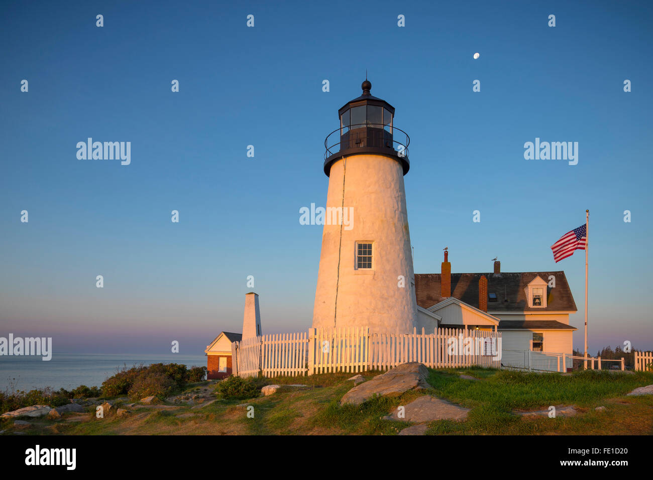 Lincoln County, Maine: Morning light on Pemaquid Point Lighthouse (1835) Stock Photo