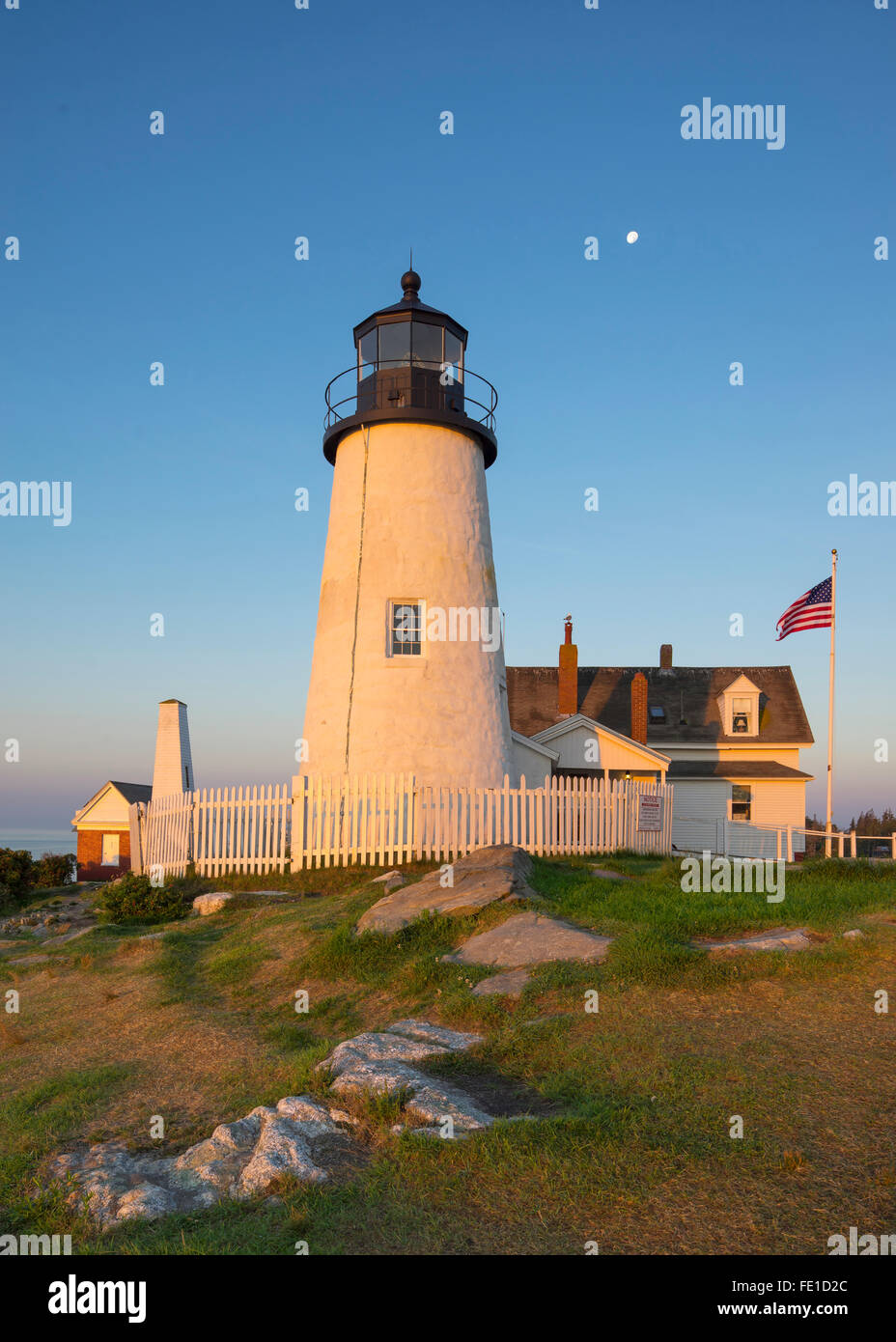 Lincoln County, Maine: Morning light on Pemaquid Point Lighthouse (1835) Stock Photo