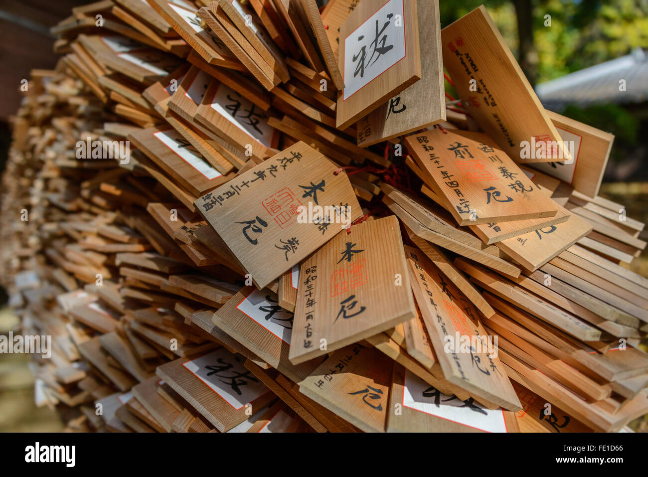 wooden wishing plaques of Japanese shrines.
