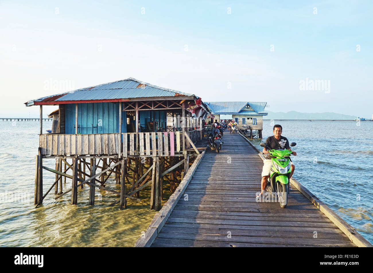 Stilt house at Sei Nyamuk port in Sebatik Island, North Borneo Stock Photo