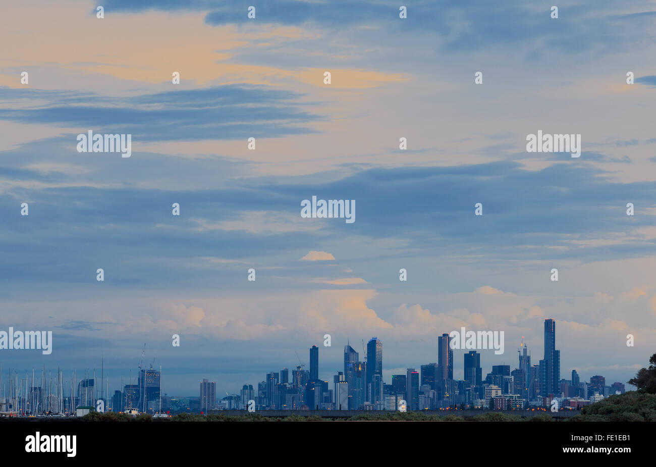 Melbourne skyline with beautiful sky at sunrise Stock Photo - Alamy