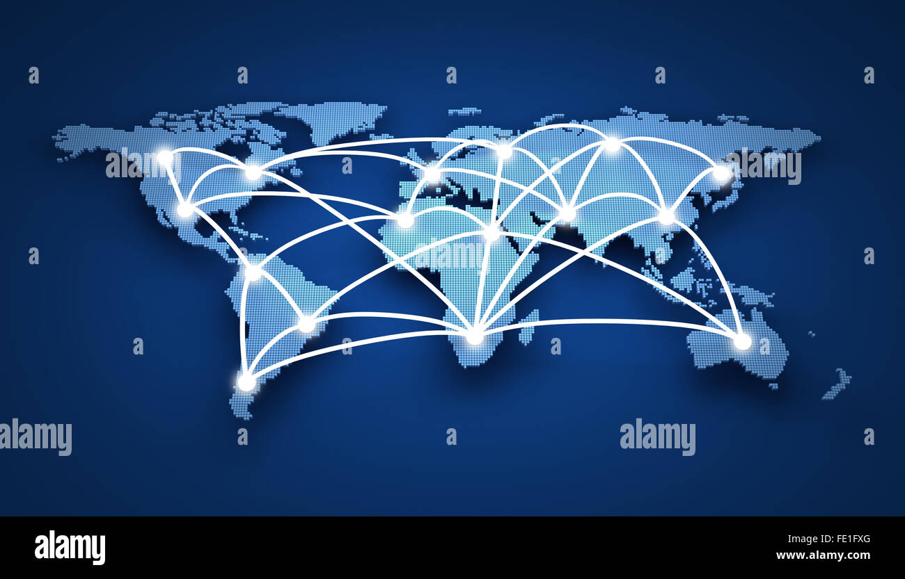 World-wide web on blue background (done in 3d) Stock Photo