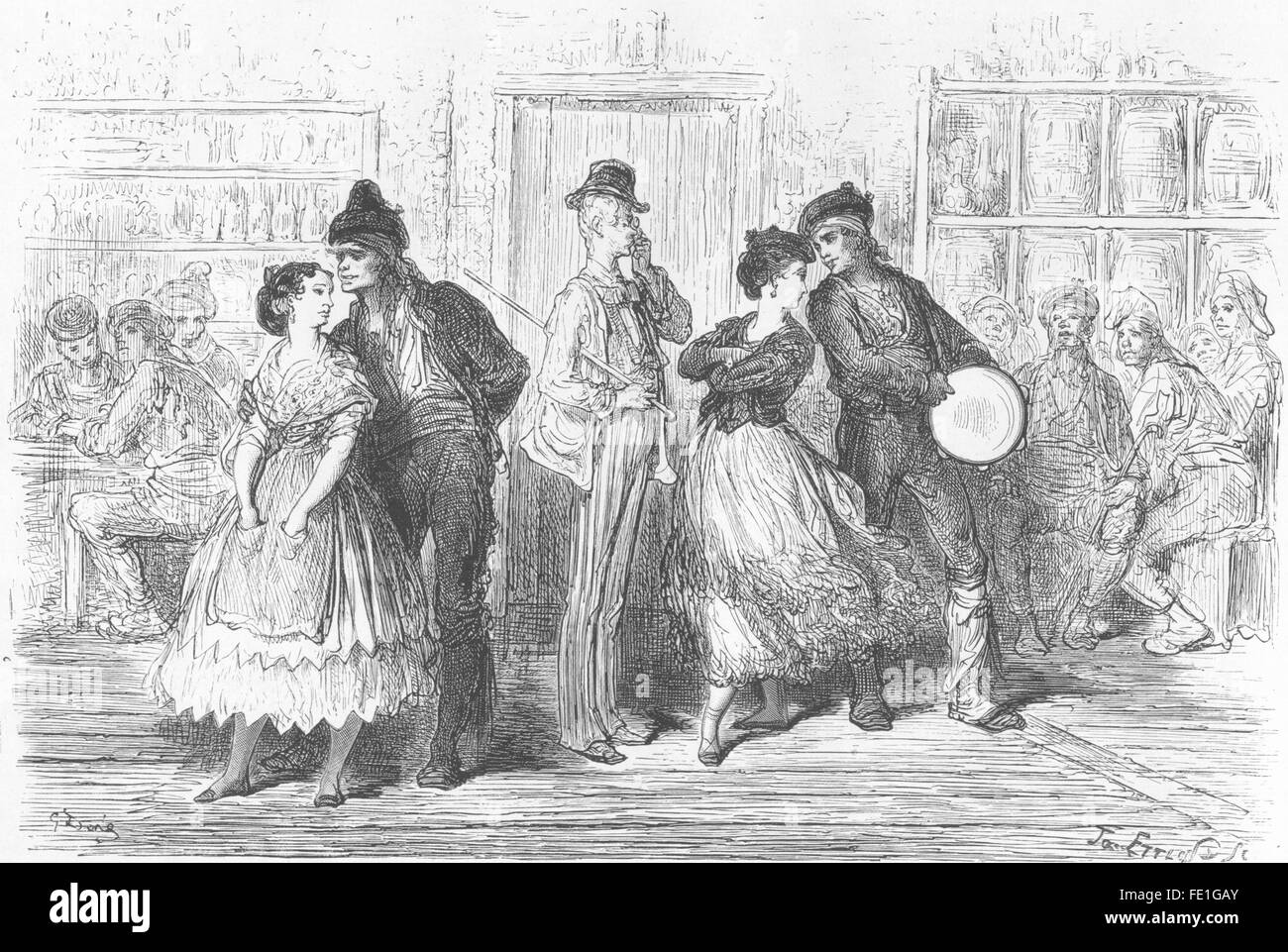 SPAIN: Scene from the 'Tio Caniyitas, antique print 1881 Stock Photo