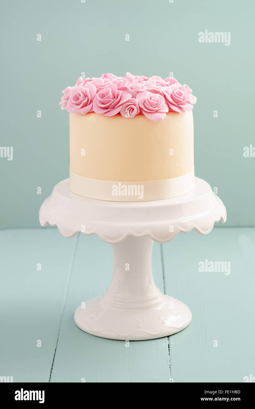 Cake with sugar roses Stock Photo