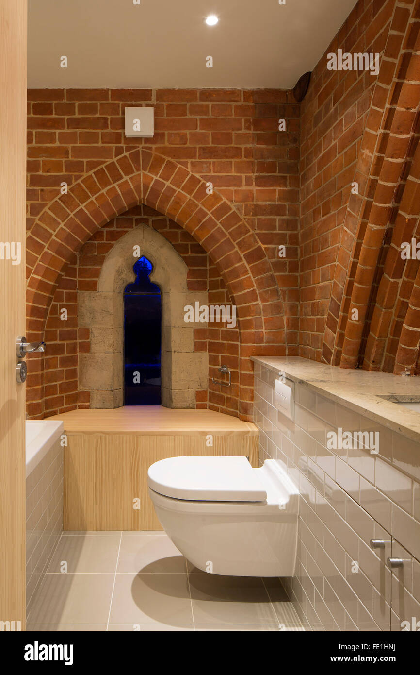 View of Bathroom. Simon Court, London, United Kingdom. Architect Sam