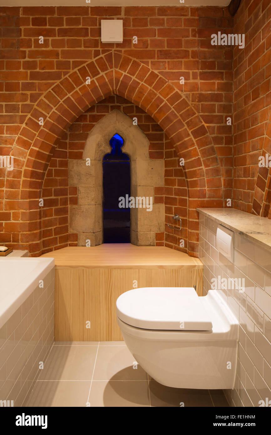 View of Bathroom. Simon Court, London, United Kingdom. Architect Sam