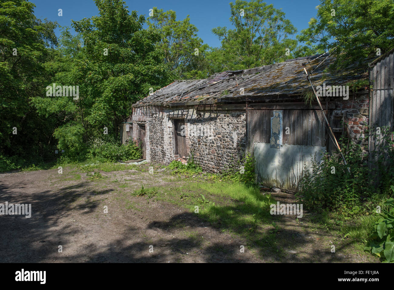 Old garage at Staynall near Hambleton Lancashire Stock Photo Alamy