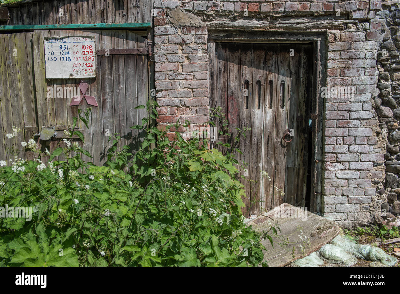 Old garage at Staynall near Hambleton Lancashire Stock Photo Alamy