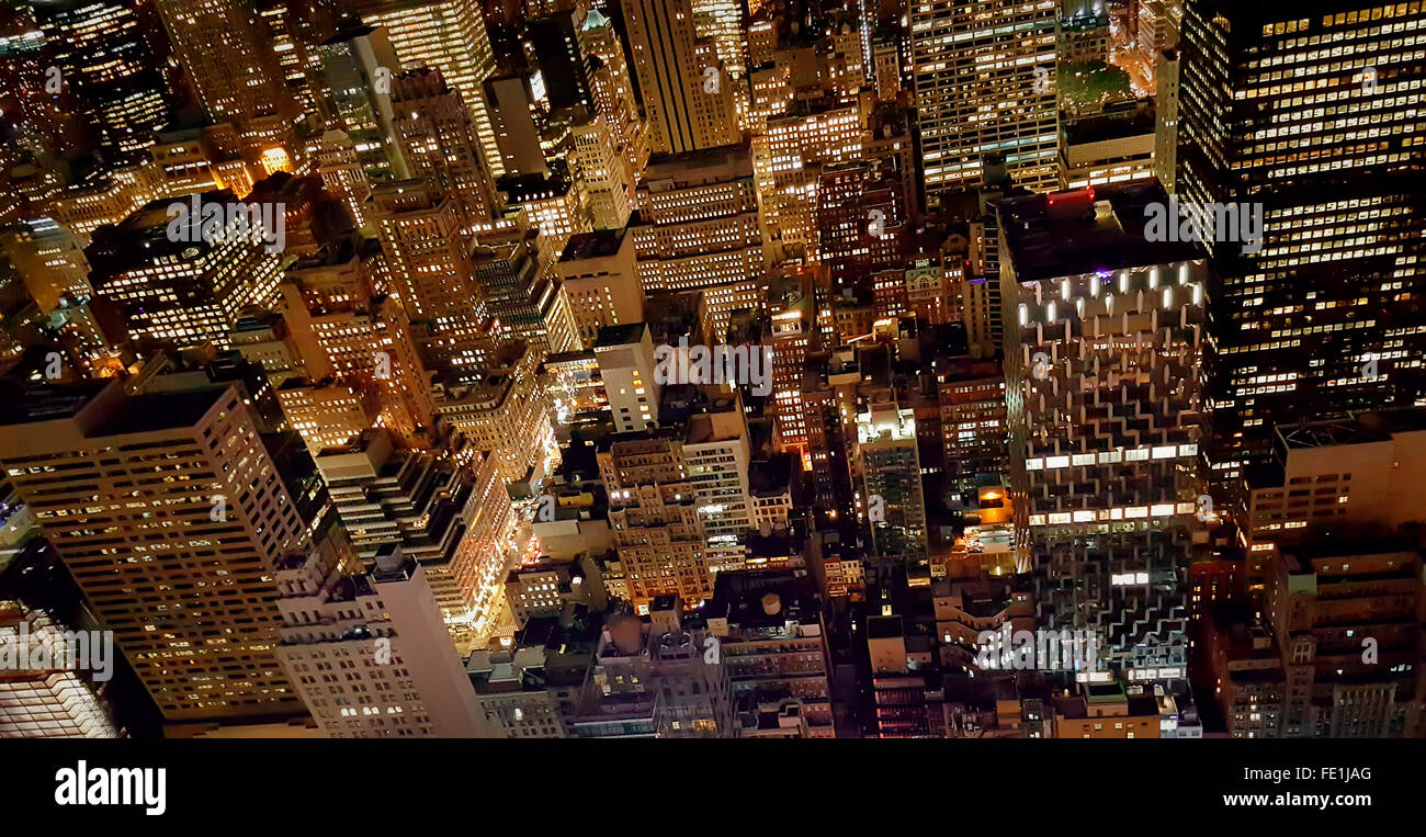 Amazing night view to new york manhattan lights Stock Photo