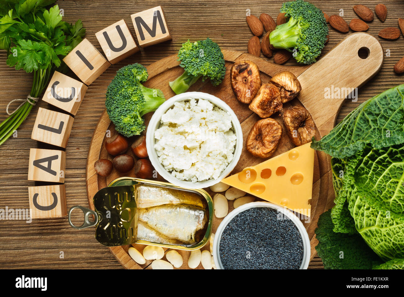 Foods rich in calcium Stock Photo