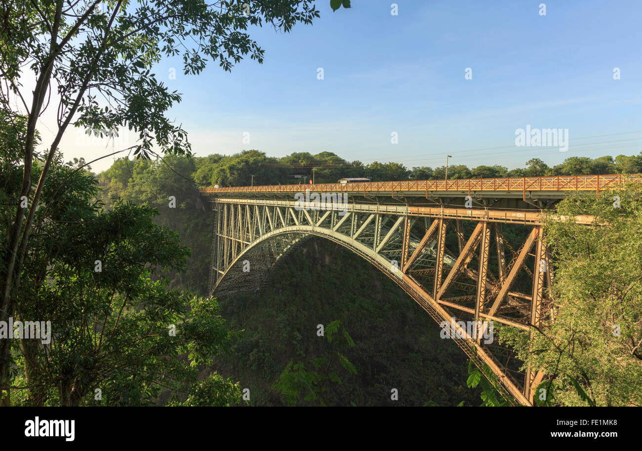 Victoria Falls Bridge, Zimbabwe and Zambia, Africa Stock Photo