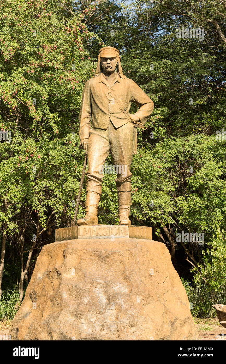 David Livingstone Statue, Victoria Falls, Zimbabwe, Africa Stock Photo