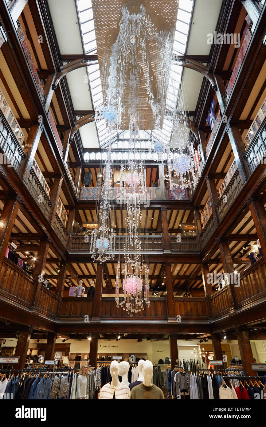 Liberty, luxury department store interior in Regent Street in London Stock Photo