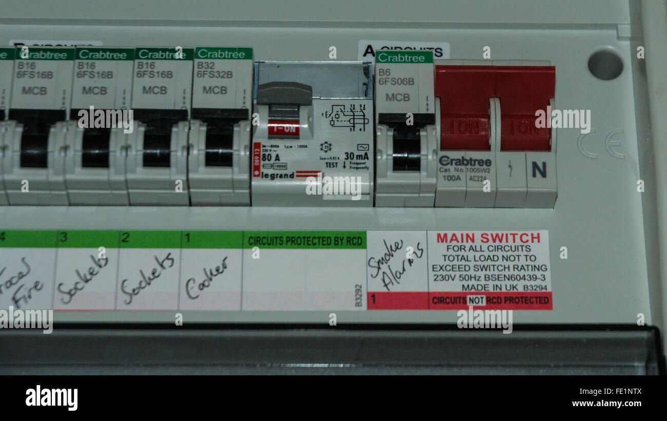 An Electricity fuse box Stock Photo