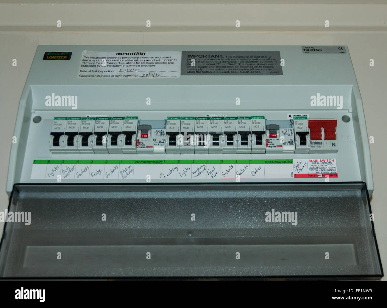 An Electricity fuse box Stock Photo