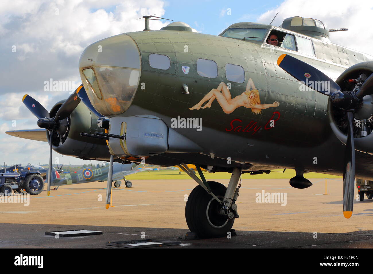 Boeing B17 Flying Fortress Memphis Belle at Duxford Air Show, UK Stock Photo