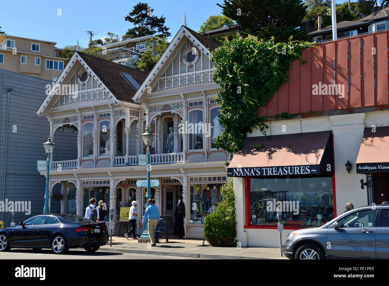 Shops on Bridgeway, Sausalito, California, USA Stock Photo Alamy